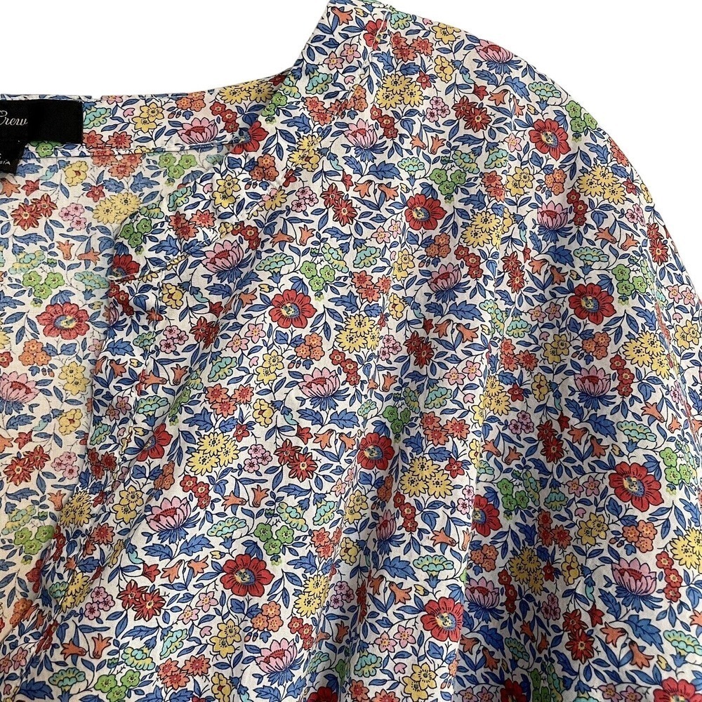 J. Crew Dress Tie-Waist Mini Dress Size S Ditsy Floral L7113 Dolman 3/4 … - Picture 4 of 9